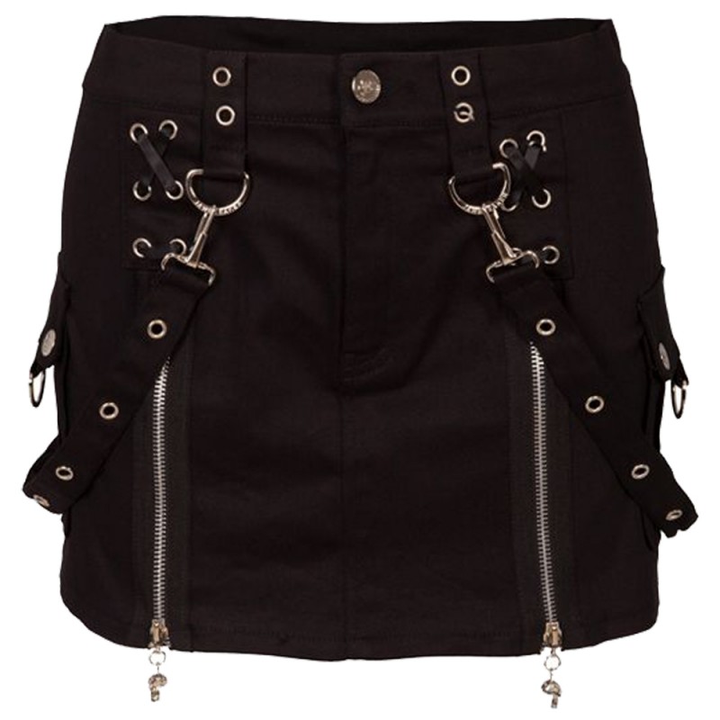 Women Gothic Skirt Women Black Mini Skirt Double Zipper Gothic Bondage Miniskirt